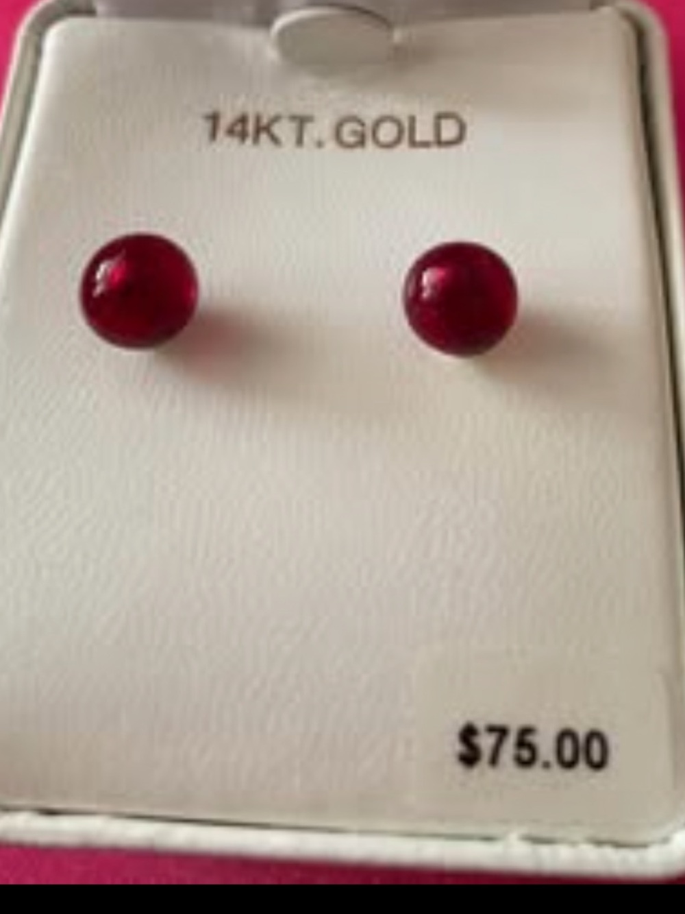 Macy's 14KT Gold Red Ball Stud Earrings